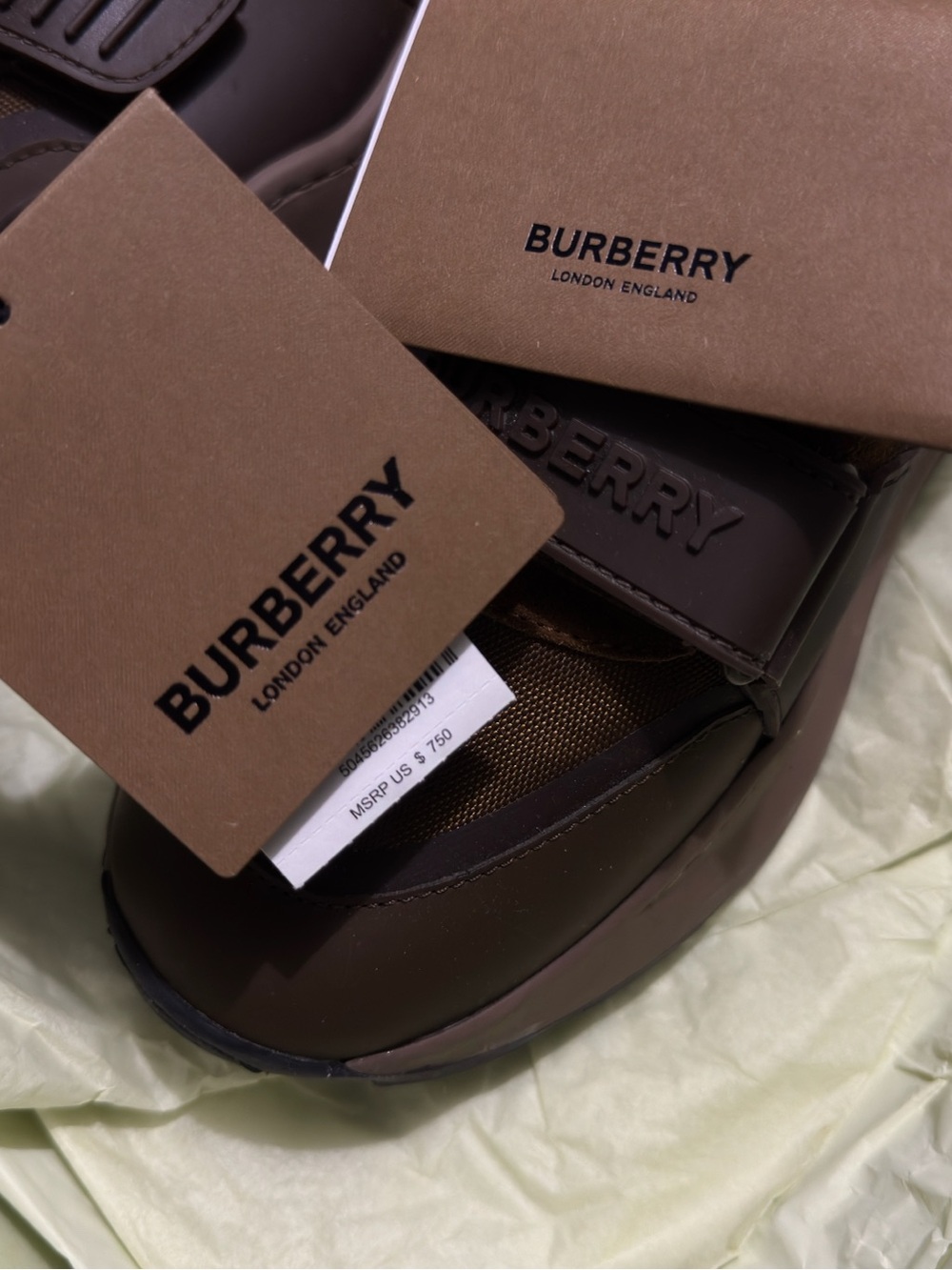 Burberry Brown Leather & Suede Men’s Chunky Low-Top Sneaker - Picture 4 of 5